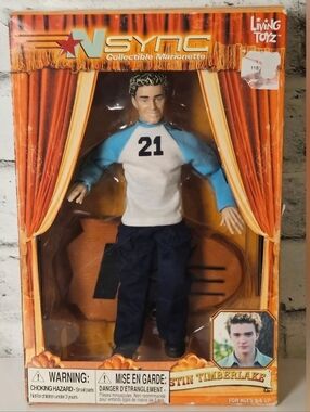 NSYNC Justin Timberlake Marionette Doll 2000 Living Toyz NIB